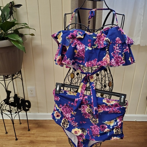 2pc  Royal blue/ wine High waist - Picture 2 of 2